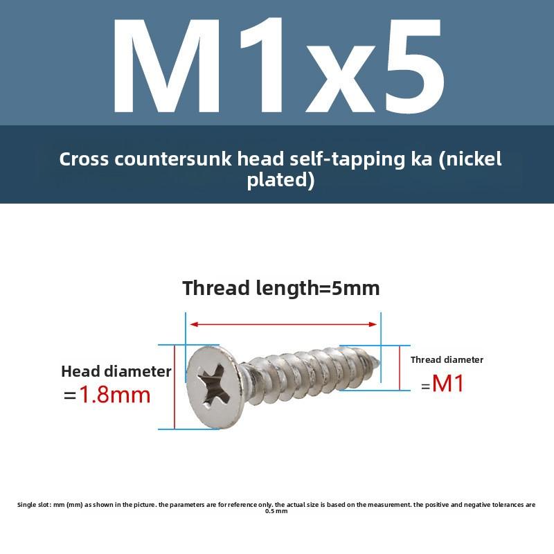 4 PCS Cross Flat Head Wood Screws M1 M1.5 M5 Construction Screws Zinc Plated Self Tapping Wood Screws For Cabinet Fiberboard