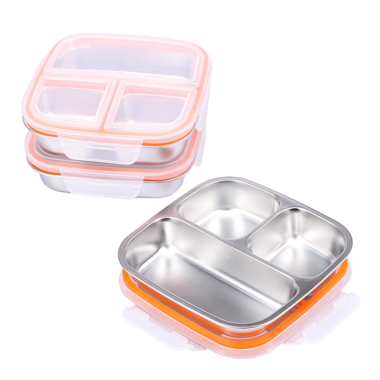 

3Pcs Bento Lunch Box Set 3-Compartment Food Storage Containers Leakproof with Lid Reusable Meal Prep Lunch Box for School Office