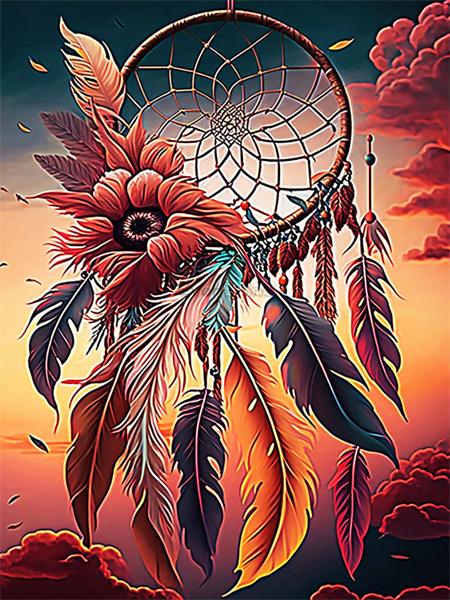 Diamond Painting Set Dream Catcher Landscape Full Square Round 5D Diy Embroidery Mosaic Feather Home Decor
