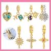 Goldene Serie Kreuz Sonne Mond 925 Silber Charms Perlen Passend für 925 Armband für Frauen Feiner Schmuck Geschenkherstellung