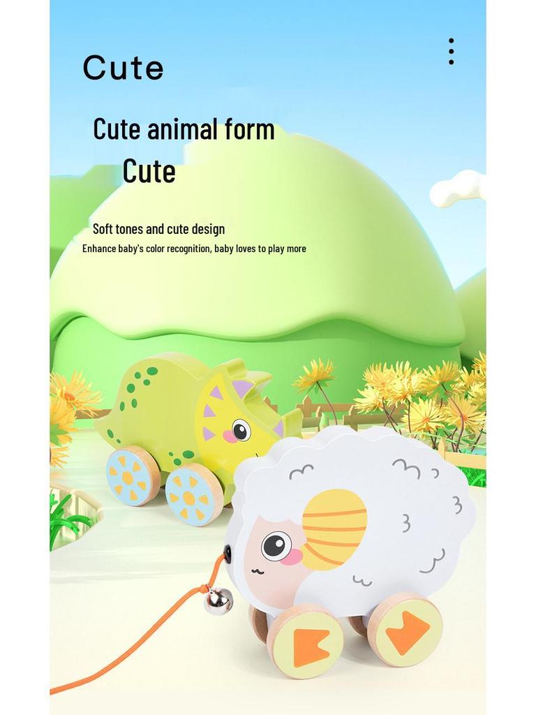 Wooden Animal Baby Walker & Pull Toy for Infants and Toddlers