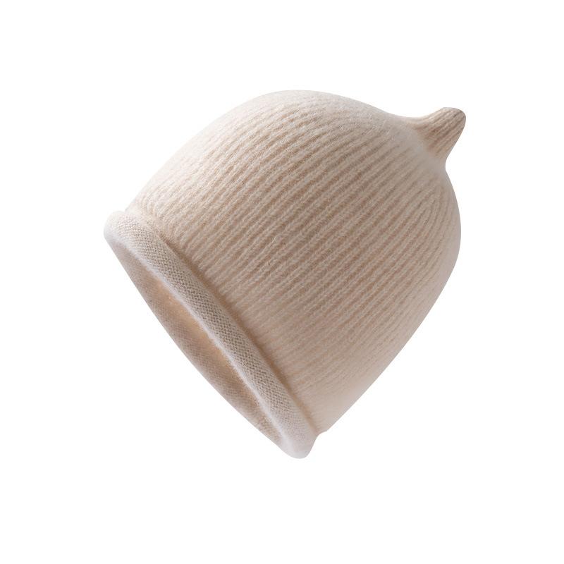 % Pure cashmere knitted hat autumn and winter warm crimping heap hat children's men's and women's casual fashion versatile cold hat