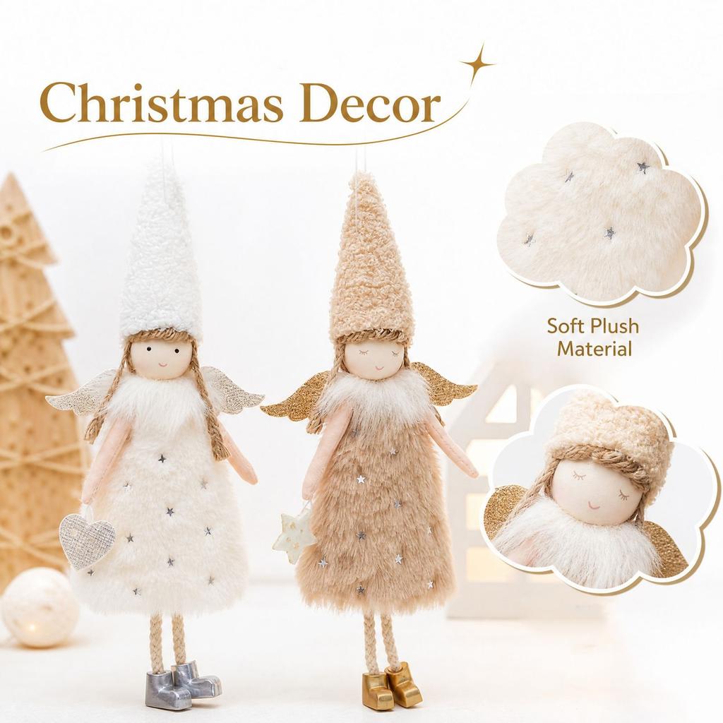 Plush Doll Ornament with Long Hat, Christmas Tree Hanging Decoration for Girls