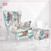 ARI PRINT Wing Chair with Footrest, Scandinavian Family Meble Leaves