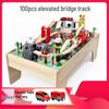 100-Piece City Railway Electric Train Set with Elevated Wooden Tracks