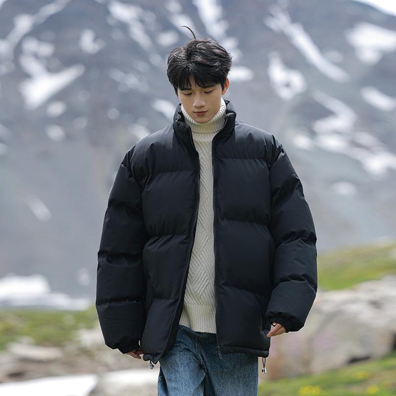 

Winter coat men s cotton clothes 2025 new men s coat couple contrasting color stand-up neck cotton-padded clothes casual warm bag clothes S чорний