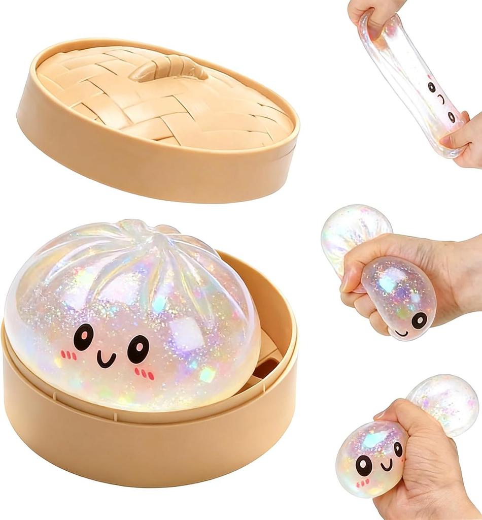 Glitter Dumpling Squishy with Box Dumplings Sensory Squeeze Toy Decompression Slow Rising Anti Stress Reliever Sensory Gift