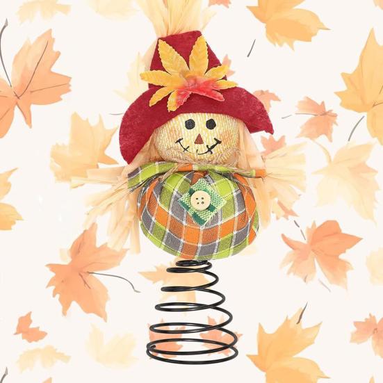 Thanksgiving Scarecrow Miniature Fall Scarecrow Tree Topper 8 Inches Miniature Harvest Autumn Ornaments for Farmhouse Home Party Supplies