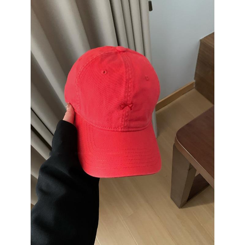 Sweet Little Bow Embroidered Cap Women's New Deepened Big Head Circumference Wide Brim Soft Top Baseball Cap
