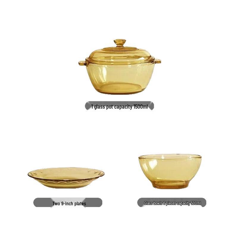 Yileya QS-03 Amber Heat-Resistant Glass Tableware Set