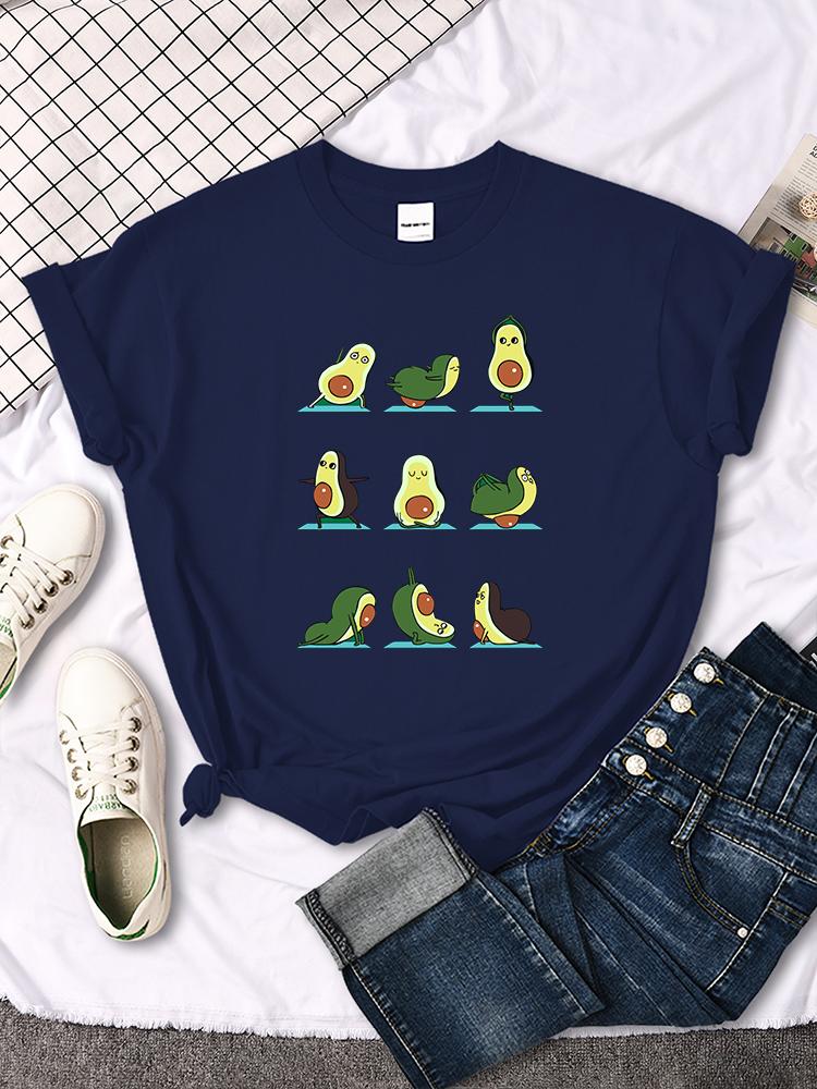 Woman T-Shirt Avocado Teaches You To Practice Yoga Printing Blouses Womensfashion Oversize Blouses Funny Fruit Ladies Tshirts