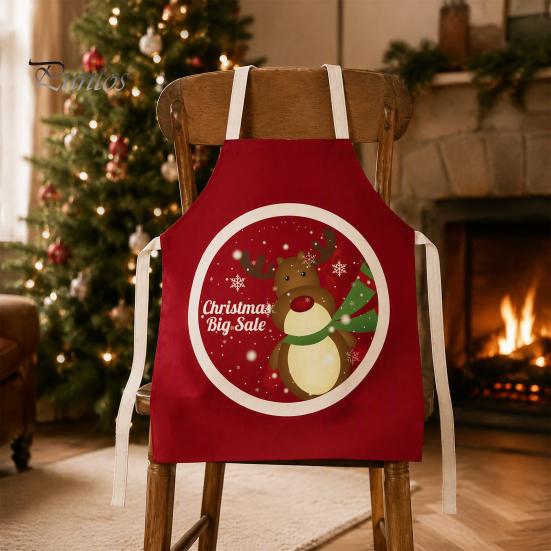 Waterproof Oil Proof Grill Apron Christmas Apron, Santa Claus/Elk/Gingerbread Man/Snowman Print Cooking Bib, Theme Baking Uniform Non-woven