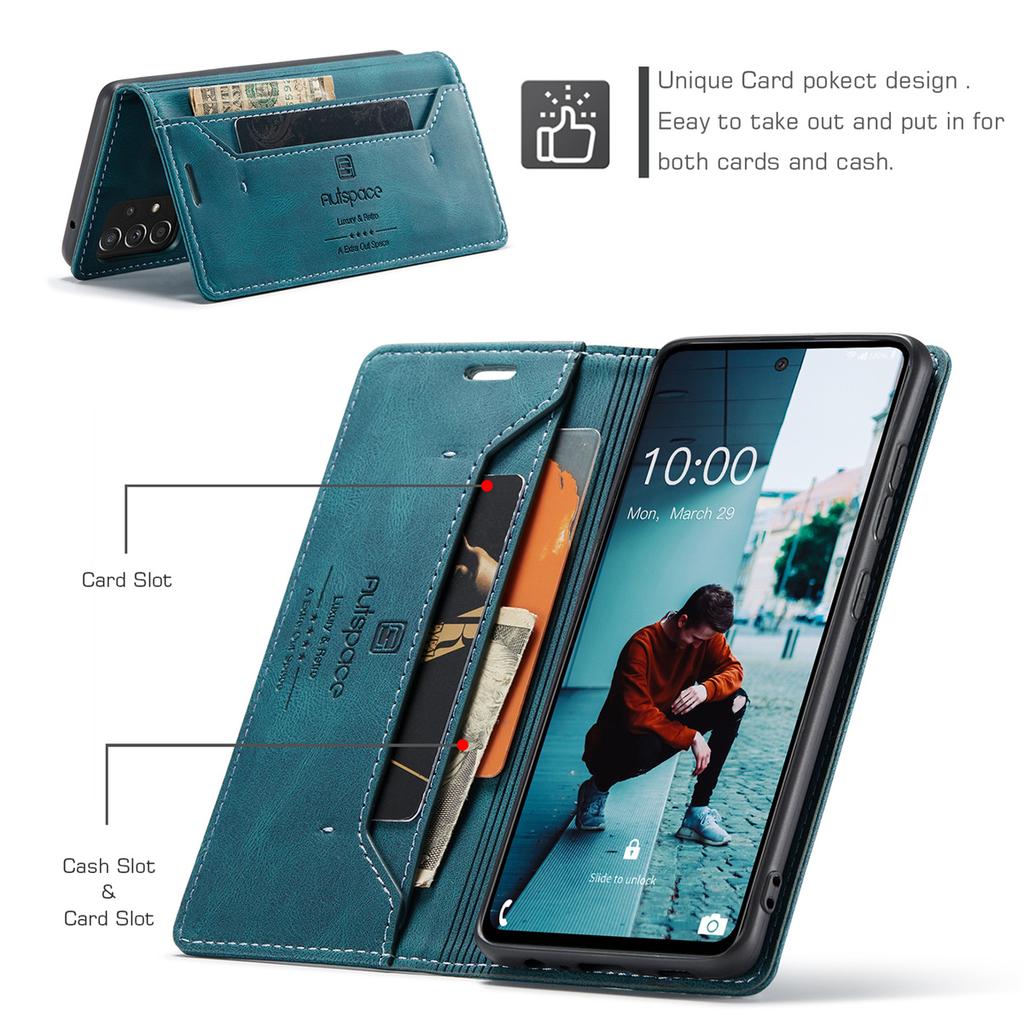 Premium Vintage Leather Wallet Case for Samsung Galaxy A52 4G/5G/A52S 5G - Flip Cover with Card Holder, Shockproof Retro Style (4 Colors)