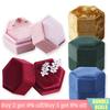 Hexagon Square Shape Velvet Jewelry Box Double Ring Storage Box Wedding Ring Display For Woman Gift Earrings Packaging