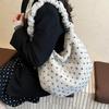 Korean Polka Dot Plush Tote Bag Women Drawstring Wrinkle Handle Design Handbag Winter Fashi Shoulder Bag Ethnic Crossbody Bag