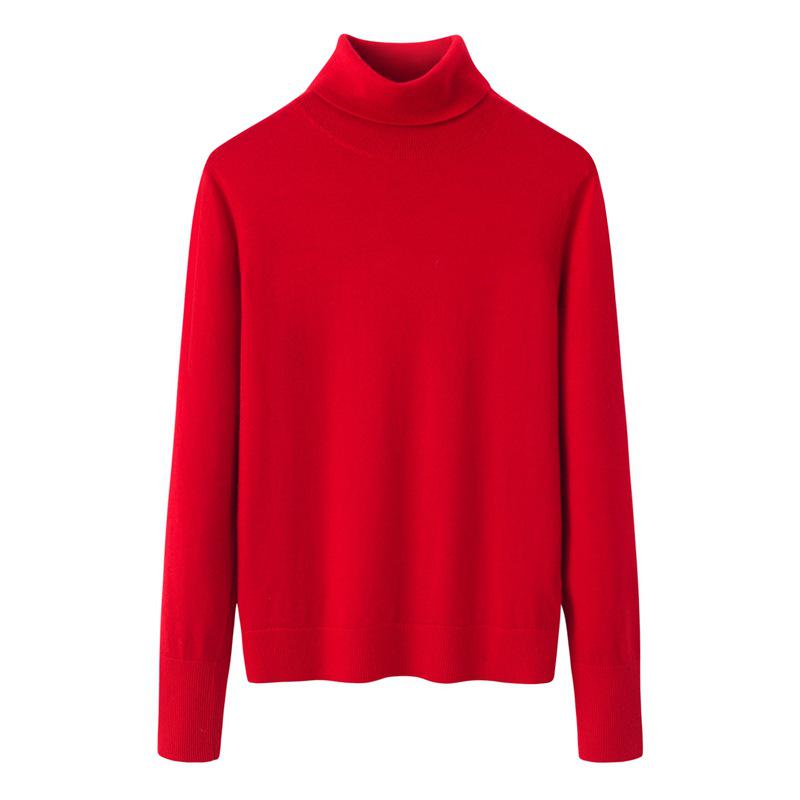 100% Czysty Kaszmir Lekki Sweter z Dekoltem Rolka Slim Fit