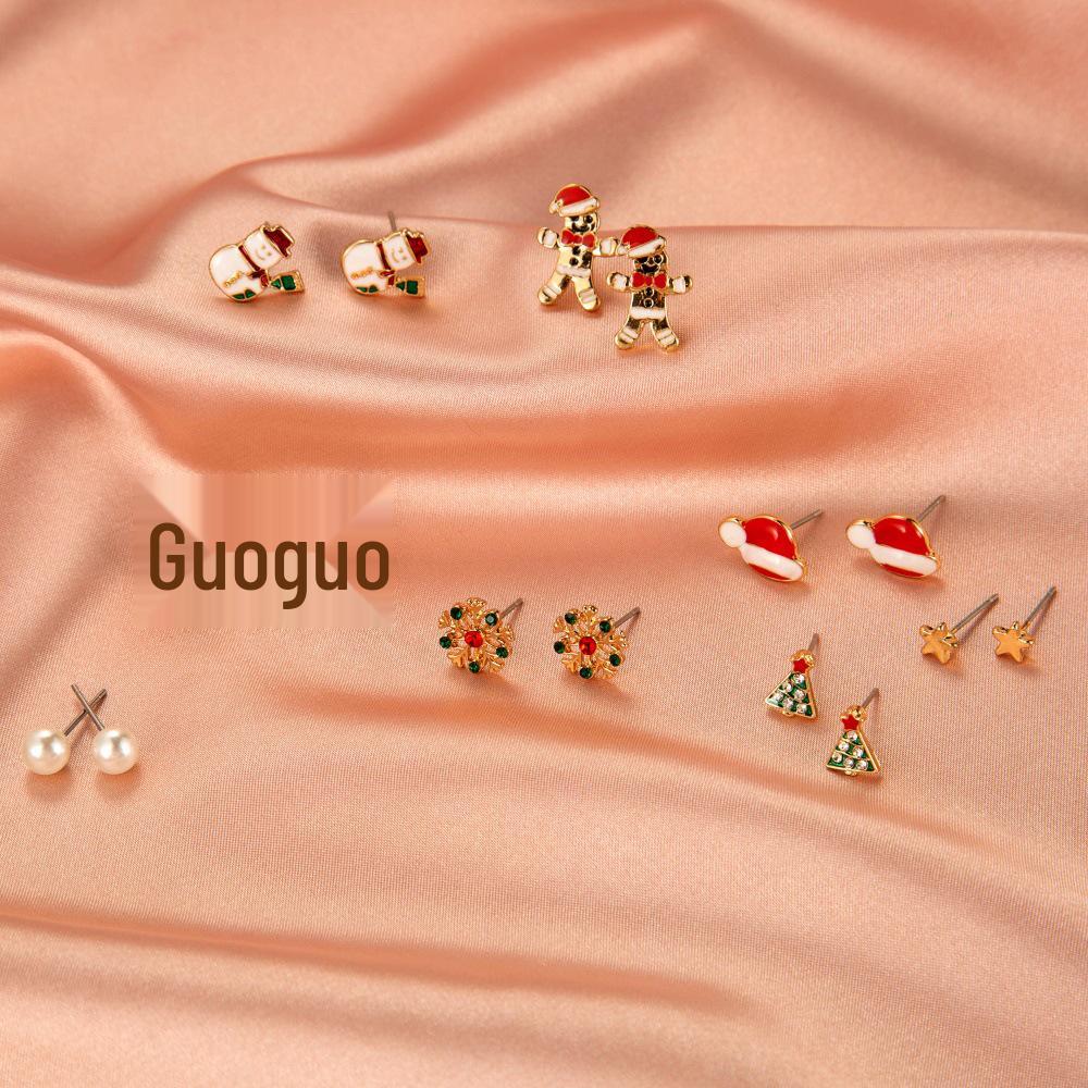 Creative Christmas Tree & Snowman Bell Stud Earrings - Festive Holiday Accessories for Women