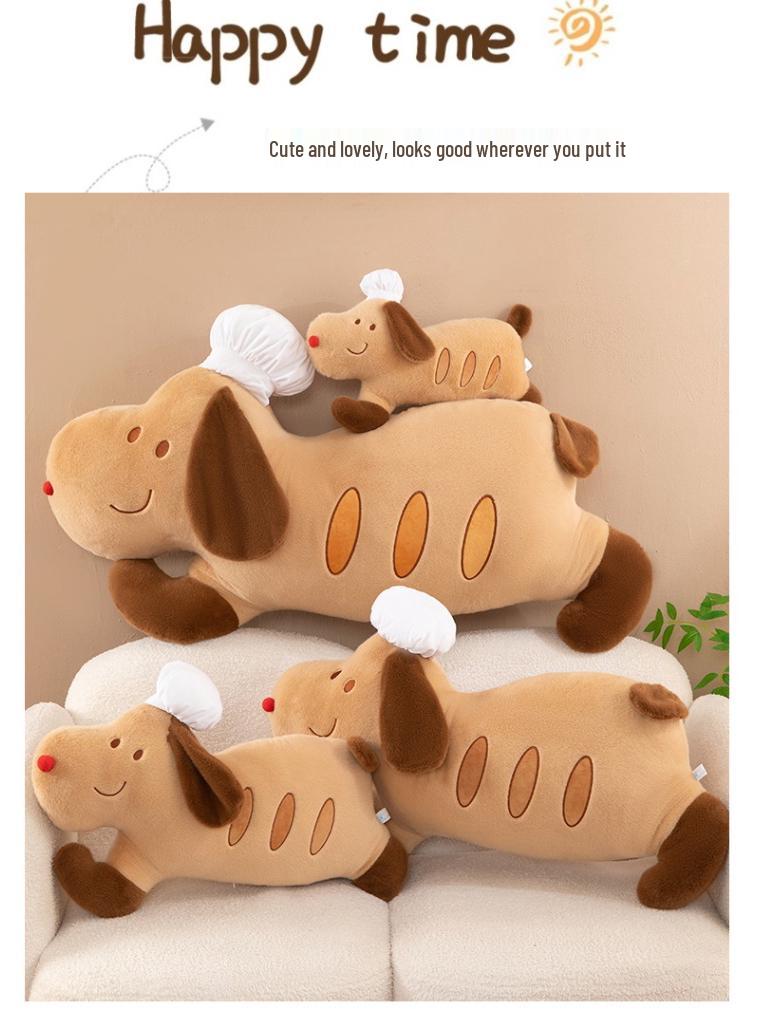 Creative Chef Baguette Dog Plush Pillow - Large Puppy Sleeping & Side Sleeper Pillow