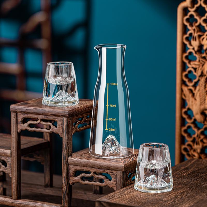 1/2Pcs Shot Glass Crystal Gold Foil Shot Glasses Chinese Style Sake Glasses For Wine Vodka Glasses Double Glass Wine Cup For Bar