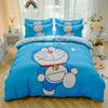 Doraemon Mechanical Cat Cartoon Style Pure Cotton Material Bed Three-piece Set Student Dormitory Dirty-Resistant Bedding
