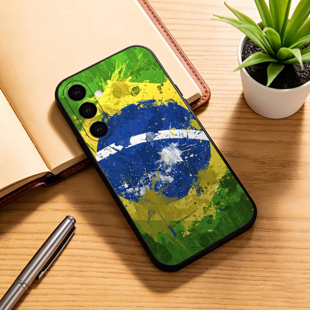 B-Brazil Brazilian Flag Phone Case For Samsung Galaxy A73,A72,A71,A70,A53,A52,A51,Soft Silicone Black Cover