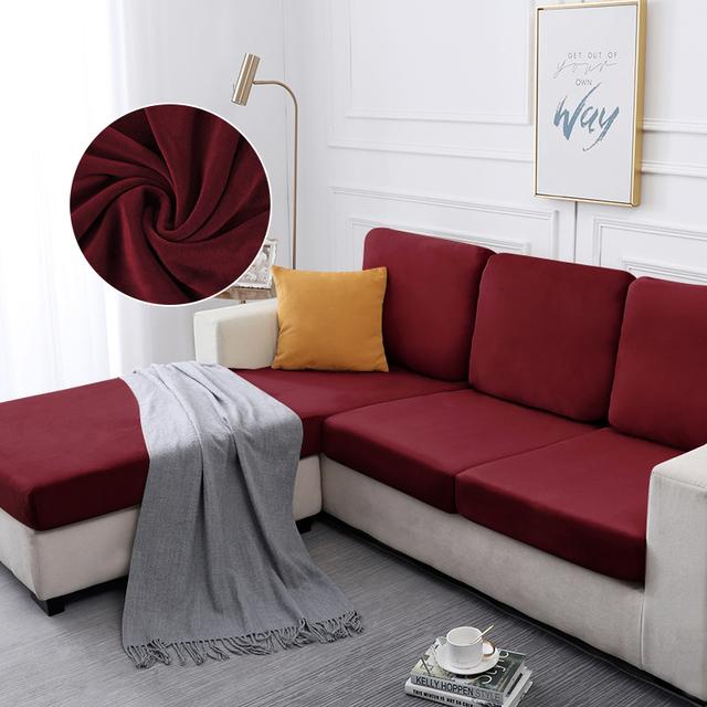 Husă de pernă pentru canapea din catifea, elastică îngroșată pentru camera de zi, husă extensibilă, lavabilă, detașabilă, culoare solidă, husă pentru canapea de pluș
