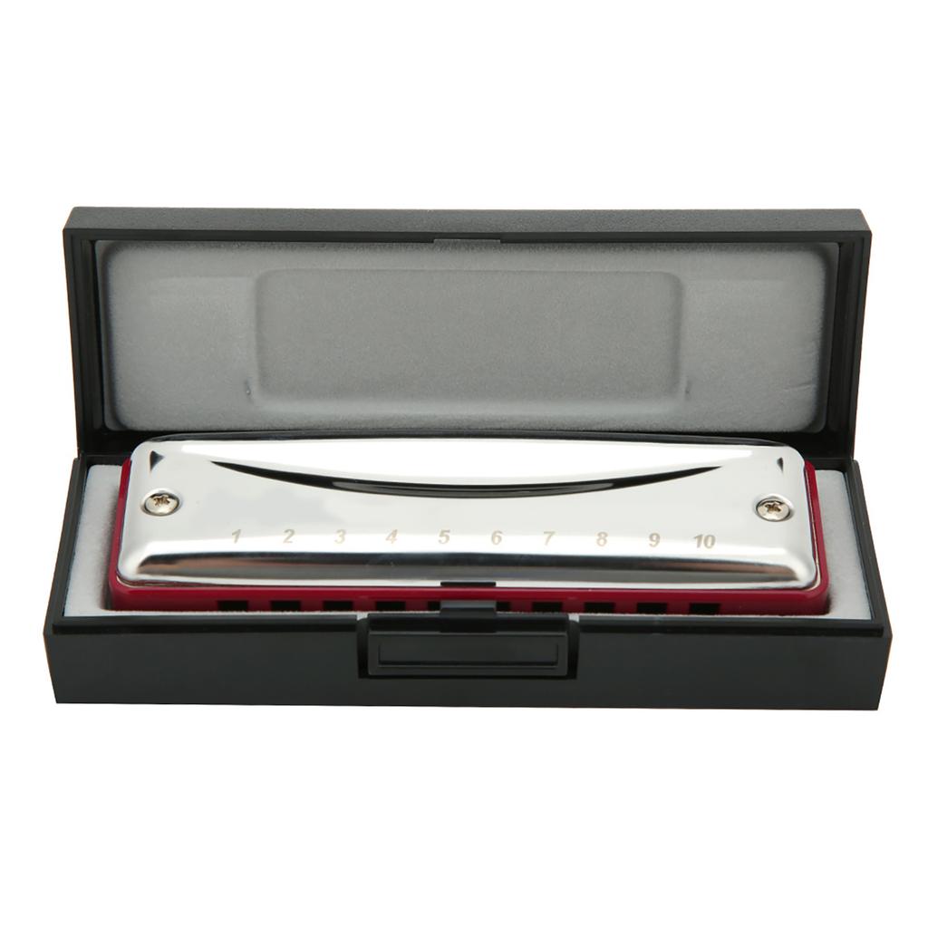 Blues Harmonica 10 Hole Mouthorgan Ab Key Portable Wind Instrument High Gloss Waterproof