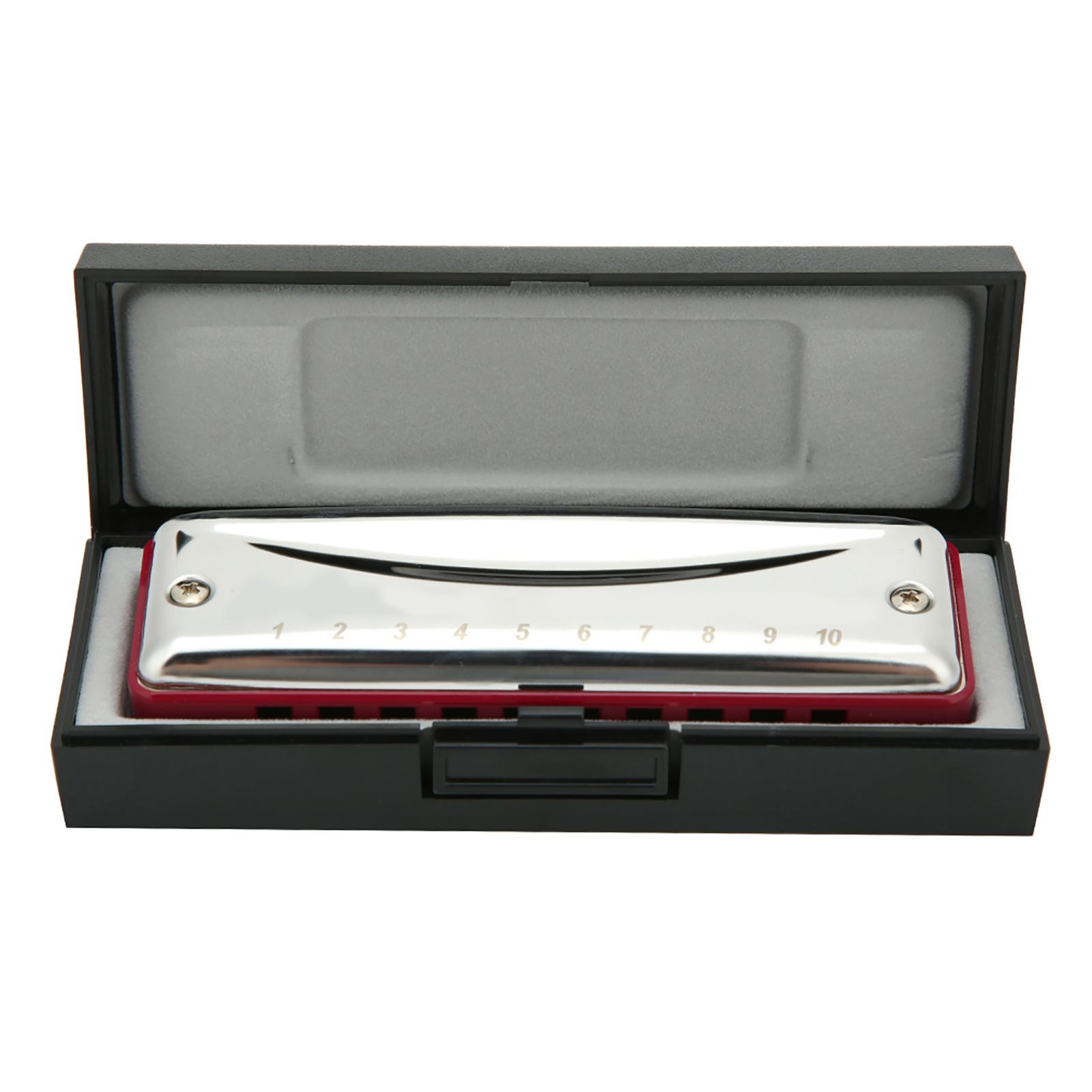 

Blues Harmonica 10 Hole Mouthorgan Ab Key Portable Wind Instrument High Gloss Waterproof красный