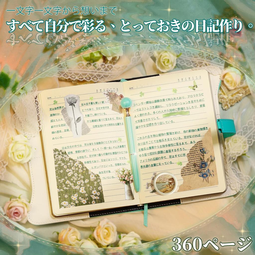 Cute Lockable Notebook for Diary with B6 Horizontally PU Perfect Gift for Elementary School and Student Birthday Gift Blue Rose Girls, Lock, Notebook,