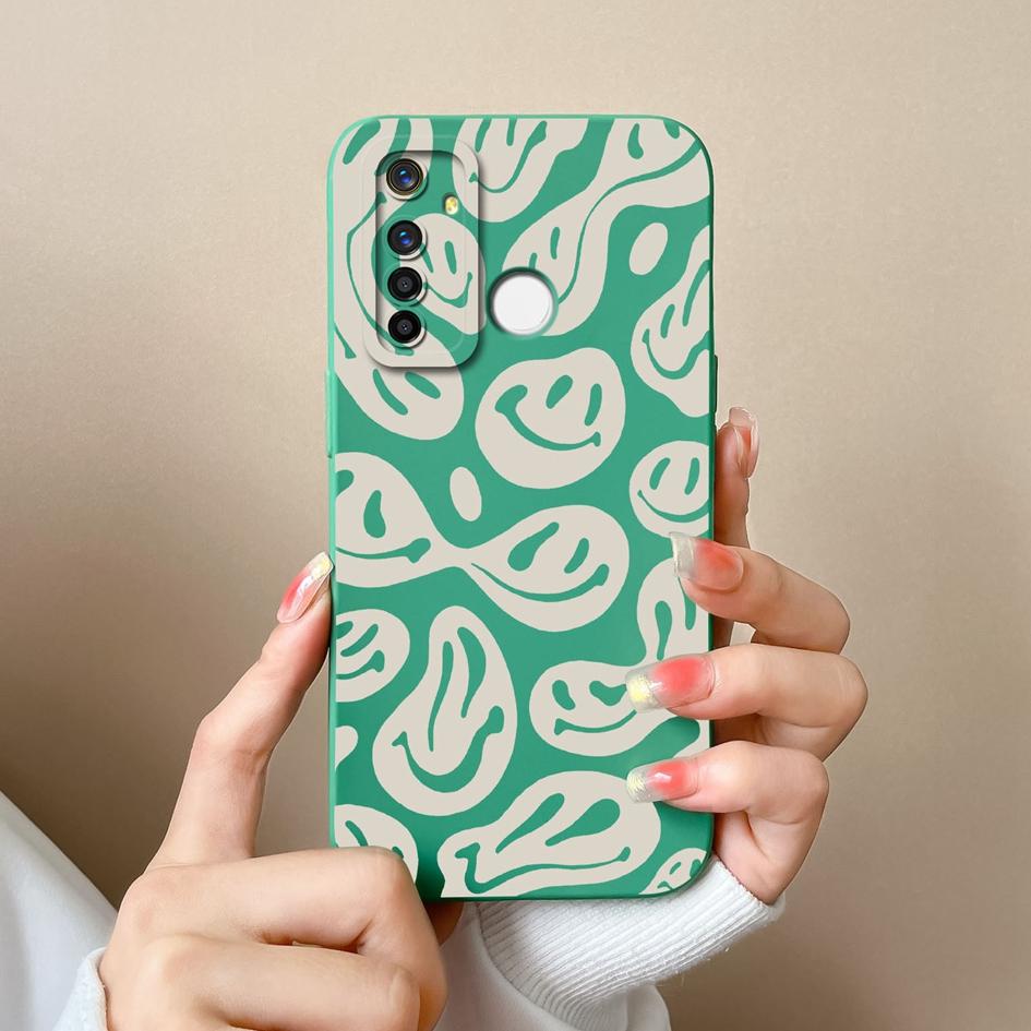 Für Oppo Realme Q3 Q3i V15 Q5i X2 X7 Q5 Q V13 A5 Pro F29 Handyhülle Pop-Etikettenmuster Weich Glatt Flüssigsilikon Linsenschutzhülle Für Oppo Hülle