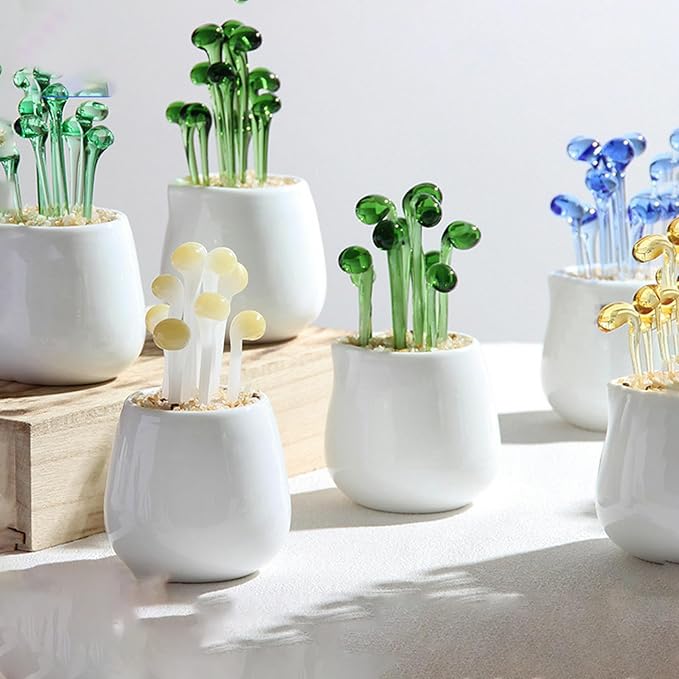 Handmade Glass Blown Cactus Cute Crystal Art Cactus Statue Collection Desk Desktop Simulation Plant Decoration