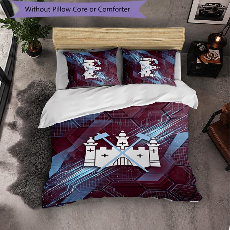 West Ham United Calcio Set Biancheria da Letto 3 Pezzi Morbido Set Copripiumino con Federe Set Decorazione Camera da Letto per la Casa