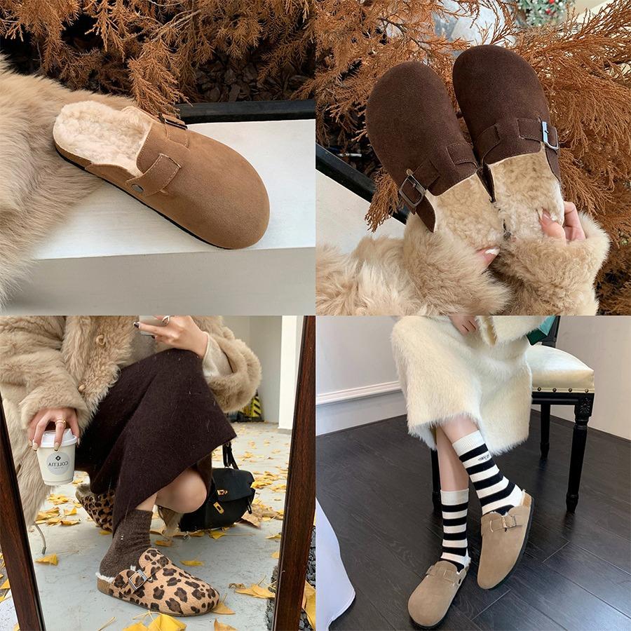 2024 Winter Shoes for Women Genuine Leather Boots Warm Plush Casual Birken Shoes Girl Retro Outdoor Plush Slipper