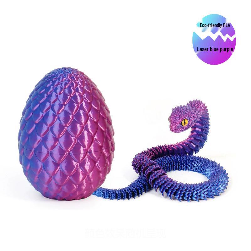 3D Printed Movable Viper Snake Model Toy - Flexible Simulation Animal Doll