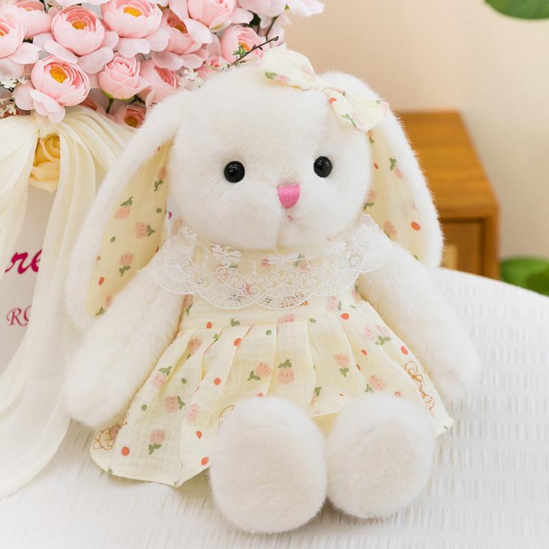 Bambola Coniglietto di Peluche con Vestito Floreale per Bambini e Regalo