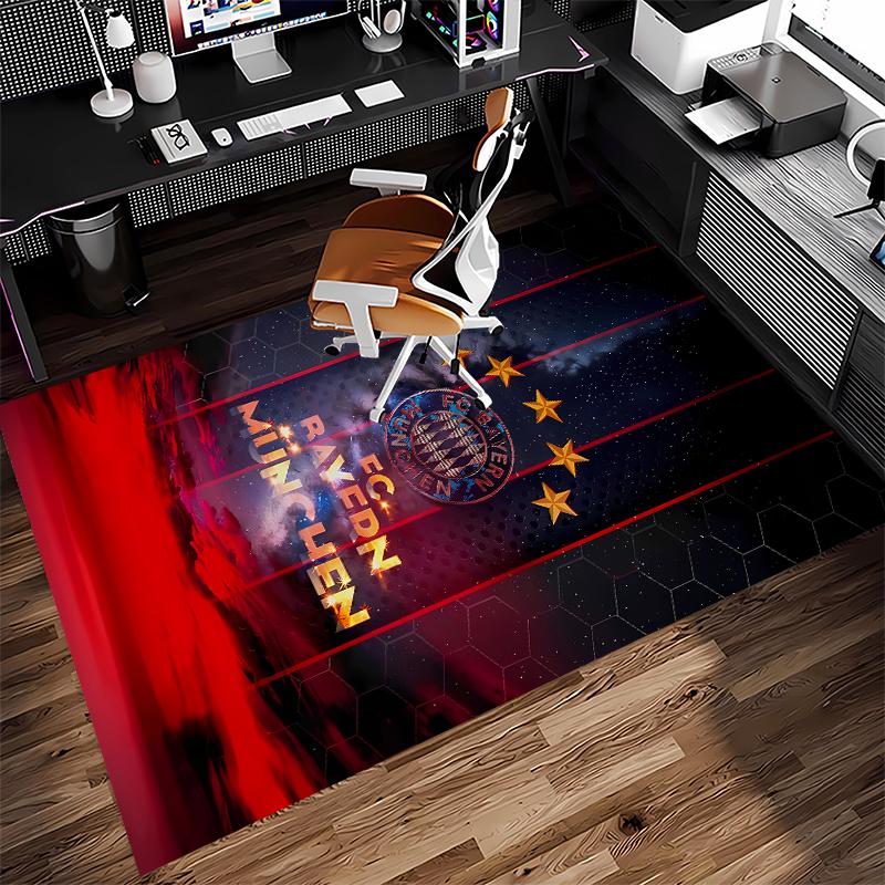 1pc FC Bayern München logo Print Area Rug - Soft,Washable Non-Slip Indoor Mat for Office Chairs,Living Room,Home Office Decorative Rug