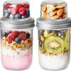 Double-Layer Glass Breakfast Jar with Lid and Spoon - Portable Oats, Yogurt & Salad Cup