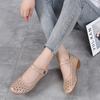 Fashion GKTINOO Genuine Leather Ladies Flat Summer Shoes Woman Slip On Casual Loafers Hollow Out Round Toe Soft Comfort Sandals Female