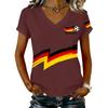 Women's V Neck Casual T Shirt Lightweight Short Sleeve Top with Letter Print and Graphic Design Suitable for Daily Wear and Outdoor Activities
