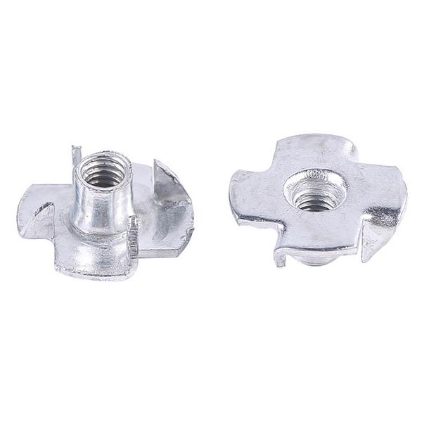 uxcell 100Pcs M6 4 Pronged Tee Nut T-Nut for Rock Climbing Holds Wood Cabinetry