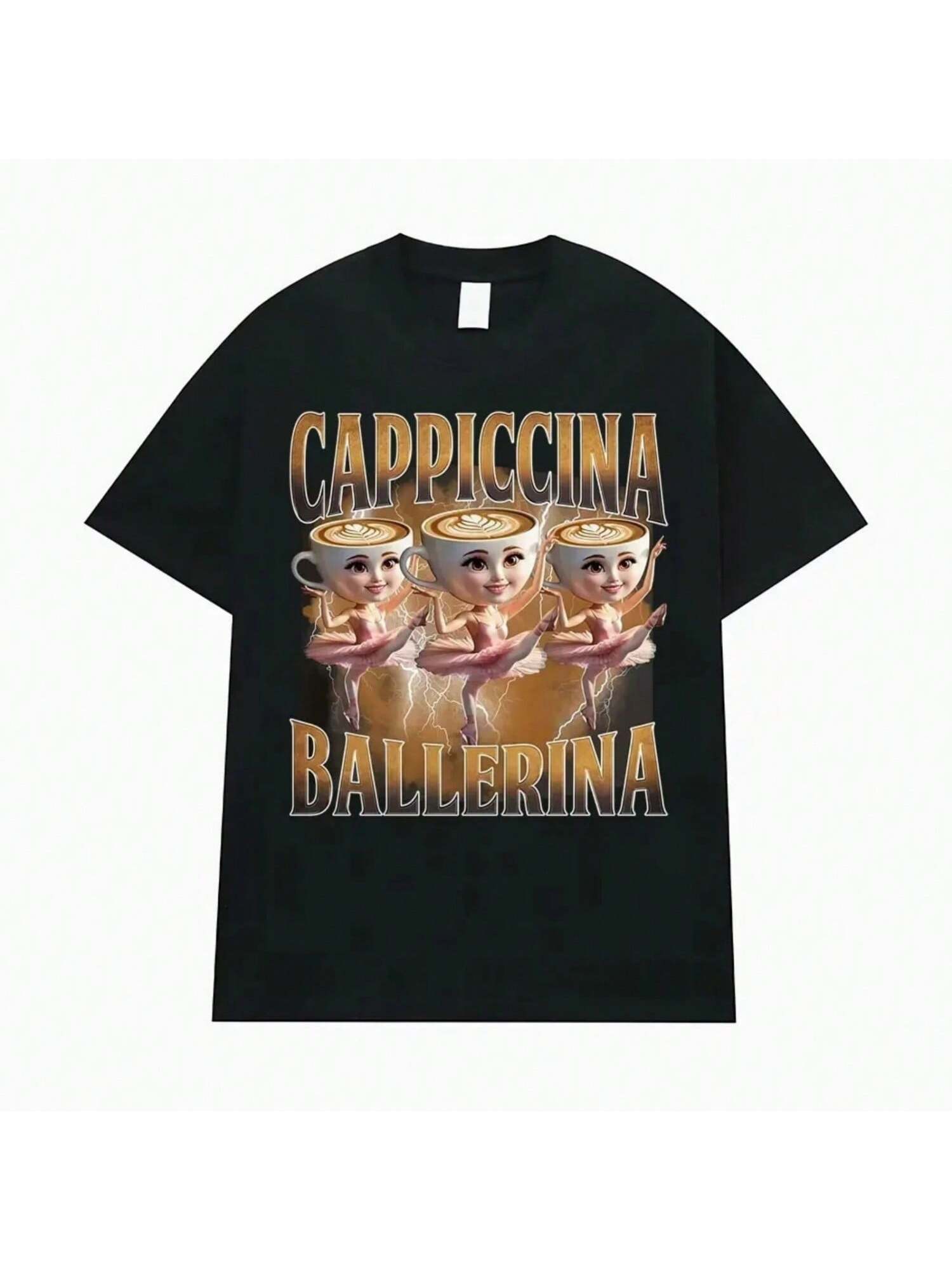 Ballerina Capuchina Funny Coffee Meme T Shirts Summer Pop Vintage Short Sleeve T-Shirts Aesthetic Casual Humor T-Shirt S разноцветный
