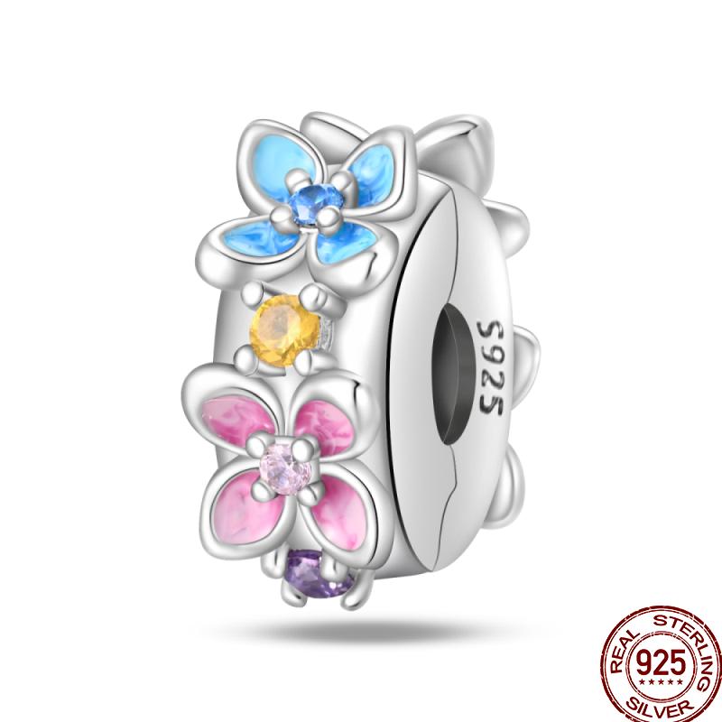 Copper Shiny Zircon Classic Classical Flower Series Charm Beads Suitable Fit 3Mm Original Charm Bracelet