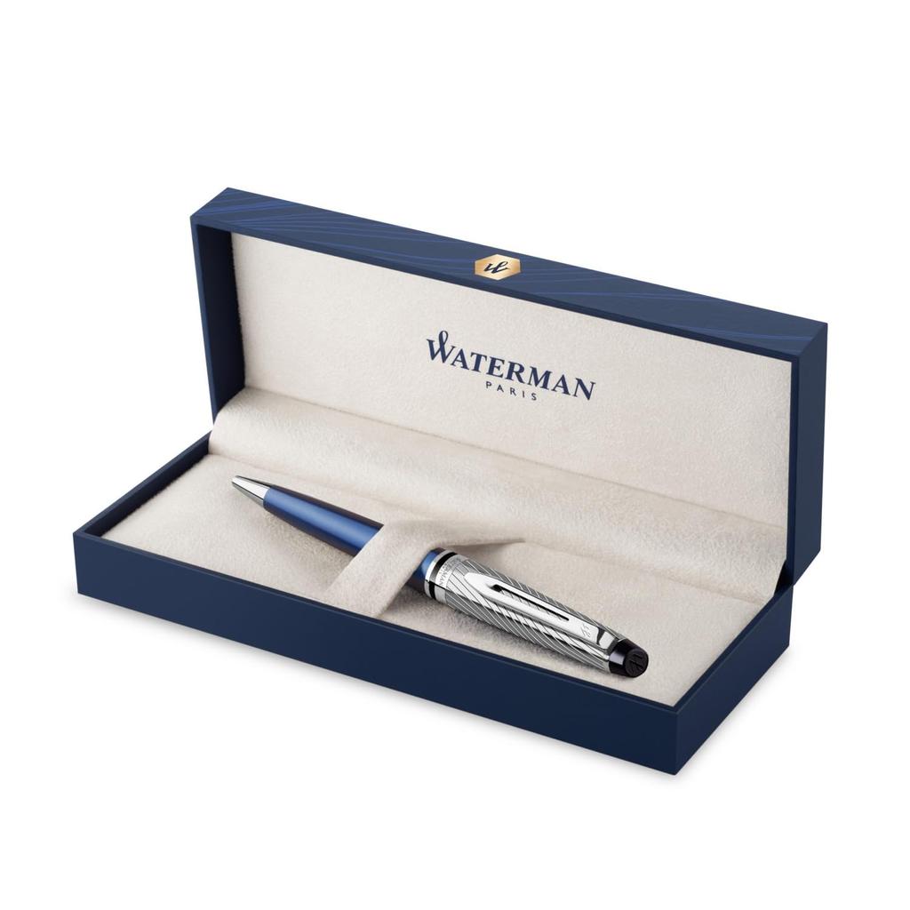 Waterman Ballpoint Pen Expert Deluxe Metallic Blue CT Fine Point Gift Box Genuine Imported Product 2187506 Oil-based