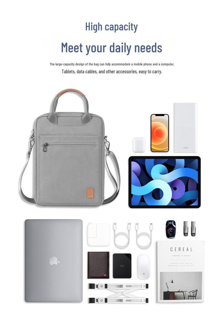 WiWU Vertikale Laptoptasche und Tablet-Umhängetasche für 13-Zoll-Notebooks und 12,9-Zoll-iPad Pro