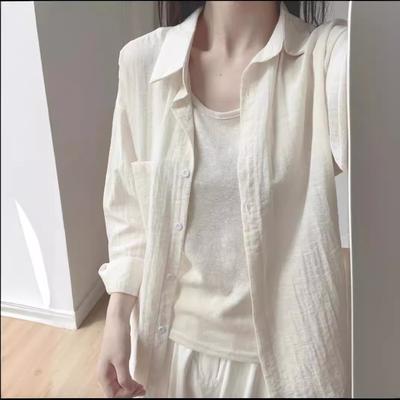 Looking Forward To Summer French Hemp Sunscreen Shirt Women's Hemp Thin Shirt High-end Anti-wrinkle Long-sleeved Jacket