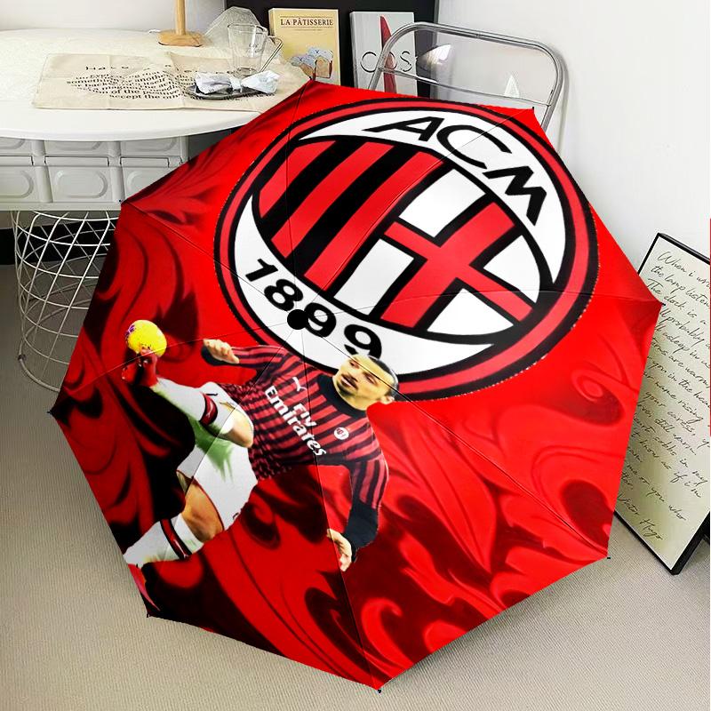 1PC Ac Milan Printed Umbrella Folding umbrella, automatic umbrella 8-Frame for Travel, camping Fan gifts Christmas Gifts