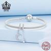 Avle S925 Sterling Silver Moonlight Bracelet with Platinum-Plated Star and Moon Beads
