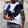Loose Casual Plus Size Men's Short Sleeved T-shirt Eagle Soaring Print Fashionable Daily Comfortable Personalized T-shirt