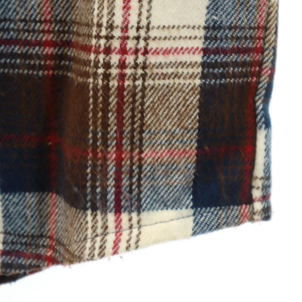 Sears 70s 80s Made In Korea Acrylic Vintage Check Pattern Long Sleeve Flannel Shirt Men's Used