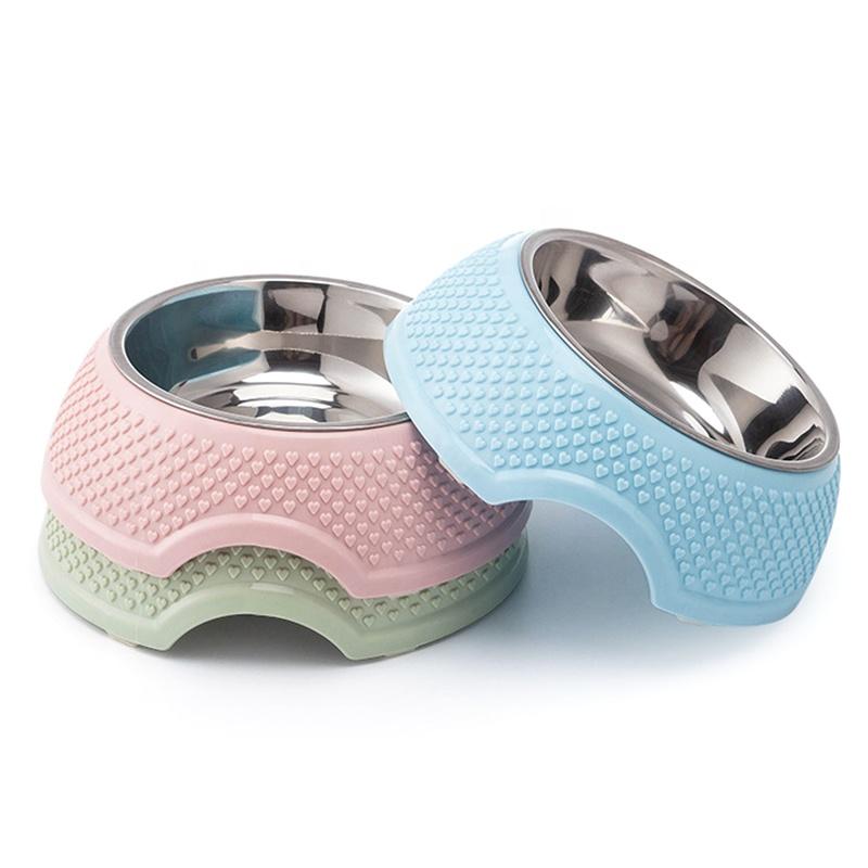 3D Stereoscopic Heart-Shaped Modern Durable Lightweight Dog Feeder Detachable Stand Full Surface Waterproof Pet Food Bowl PP 5L